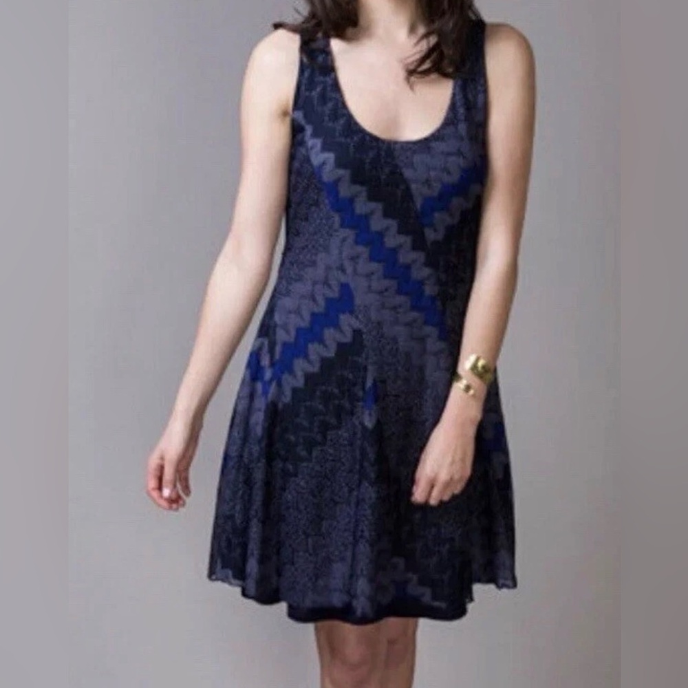 Free People My One & Only Swing Mini Festival Tank Dress Blue Boho Rock Large